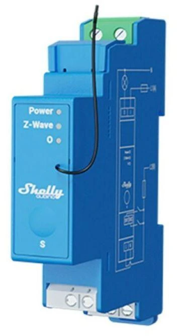 Shelly Qubino Wave Pro 1 profesionalus 1 kanalo DIN bėgio išmanusis jungiklis su sausais kontaktais.