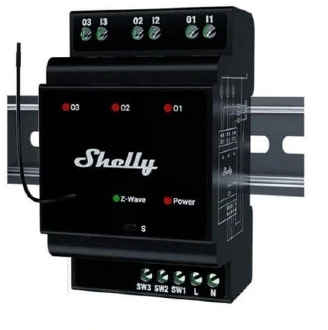Shelly Qubino Wave Pro 3 3 kanalų DIN Z-wave magistralės relė