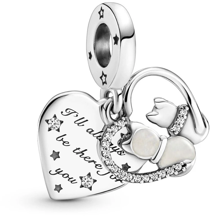 Sidabrinė charms-zawieszka Pandora Koty i serce 799546C01
