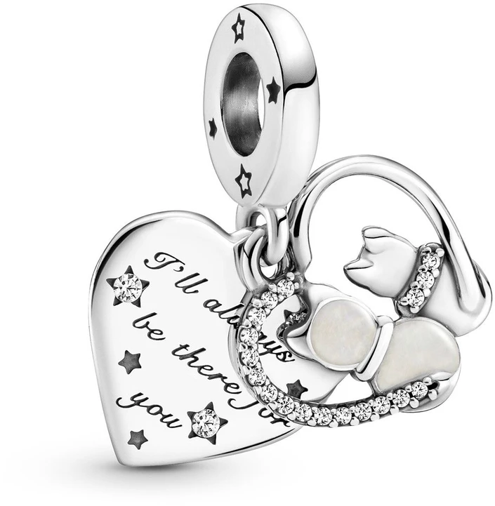 Sidabrinė charms-zawieszka Pandora Koty i serce 799546C01