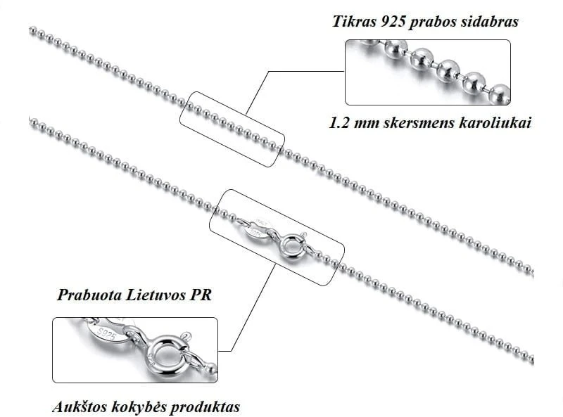 Sidabrinė kaklo grandinėlė Bead