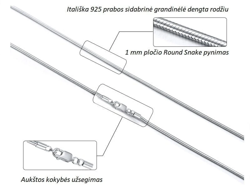 Sidabrinė kaklo grandinėlė Round