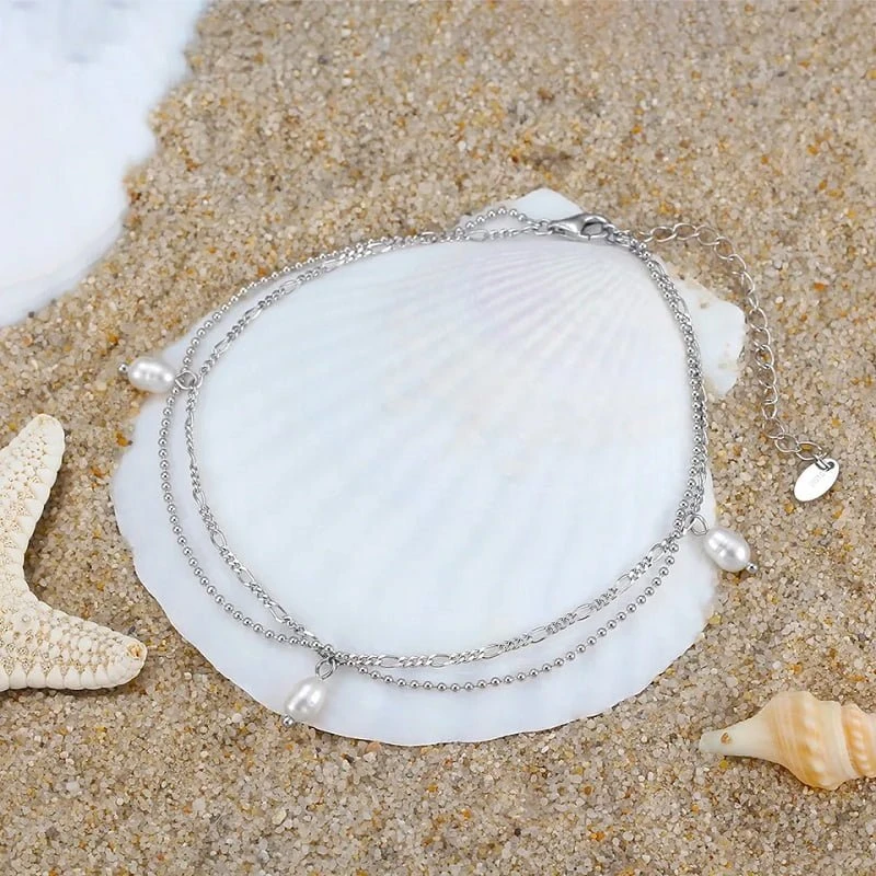 Sidabrinė kojos grandinėlė Pearlchain