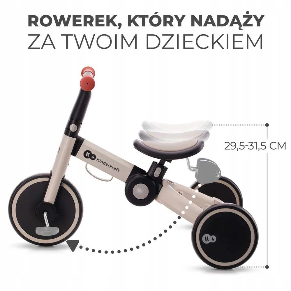 KINDERKRAFT triratukas 3in1 4Trike pilkas, KR4TRI22GRY0000