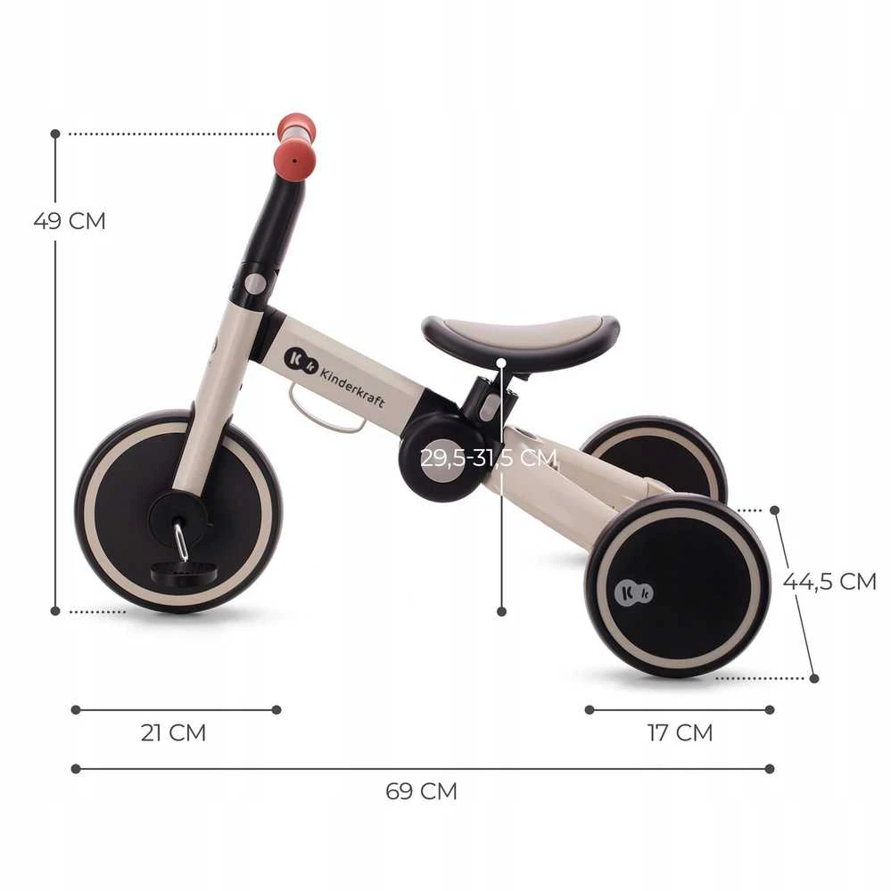 KINDERKRAFT triratukas 3in1 4Trike pilkas, KR4TRI22GRY0000