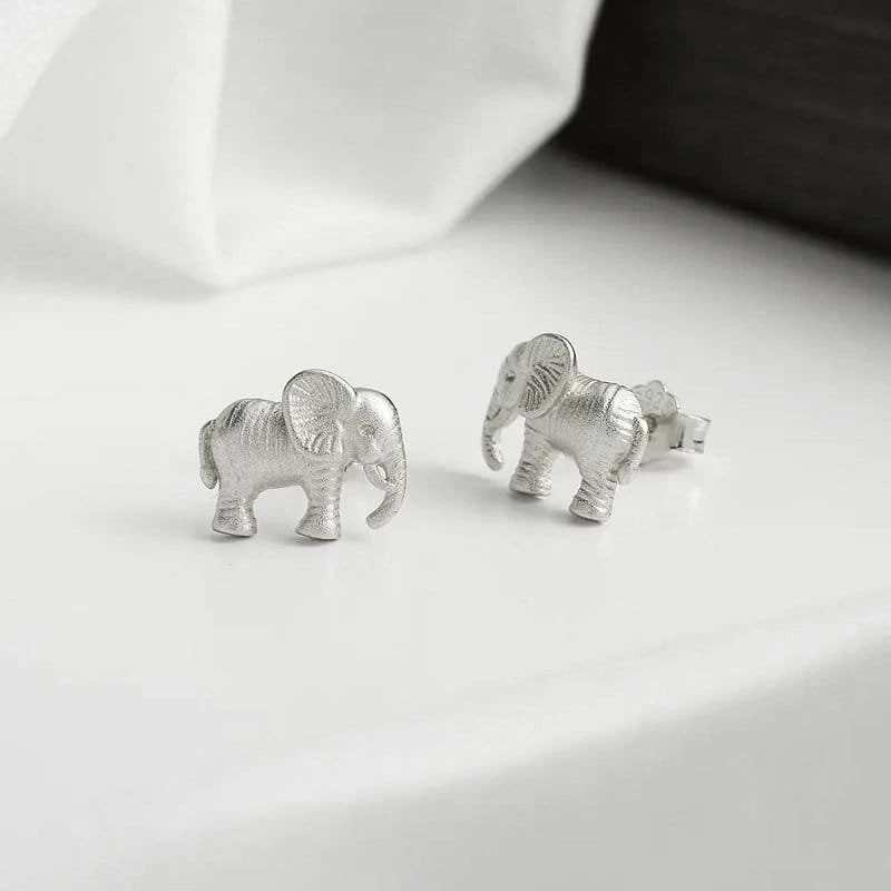 Sidabriniai auskarai Elephant