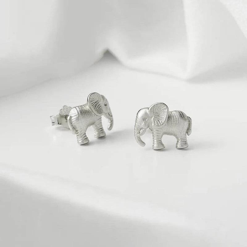 Sidabriniai auskarai Elephant