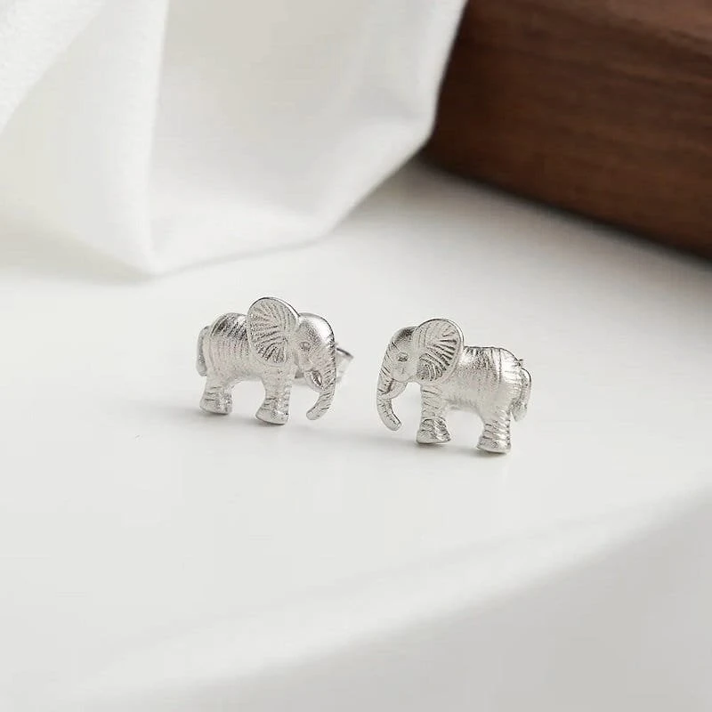 Sidabriniai auskarai Elephant