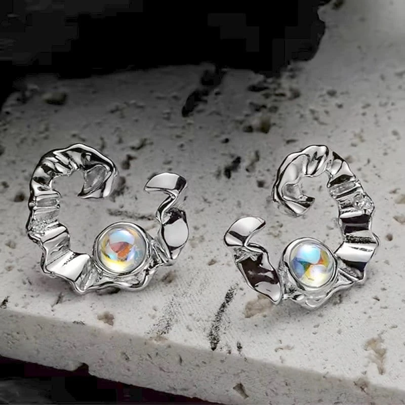 Sidabriniai auskarai Moonstone