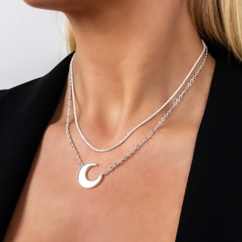 Sidabrinis kaklo papuošalas Moon
