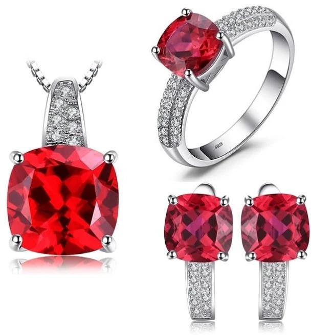 Sidabrinis pakabukas Ruby
