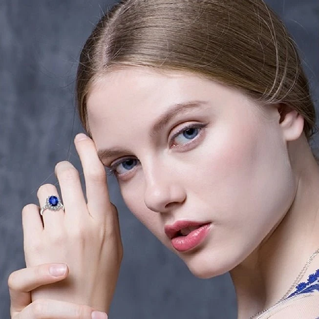Blue Sidabrinis žiedas Mėlyna Gem