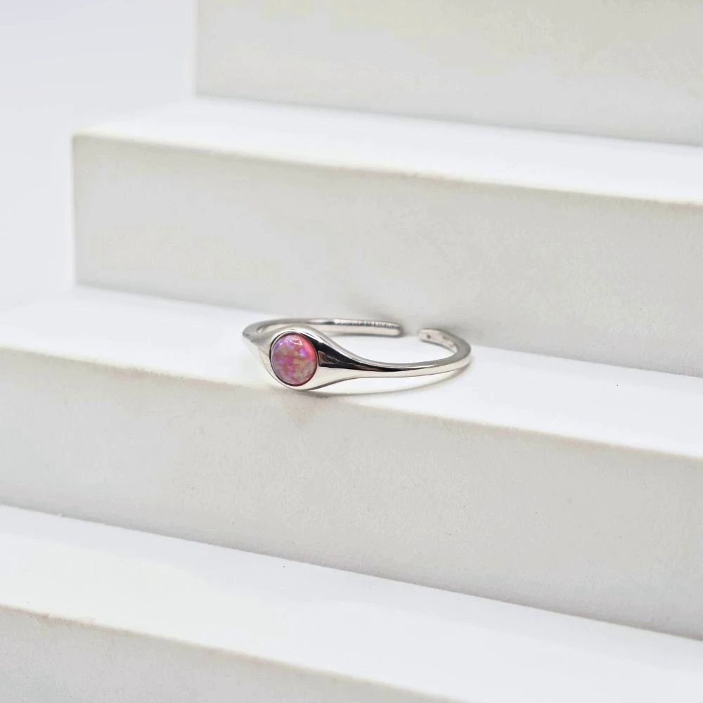 Sidabrinis žiedas Opal pink