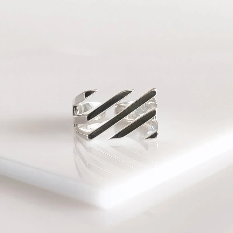 Sidabrinis žiedas Stripes