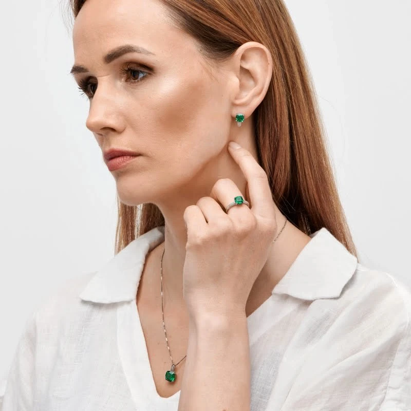 Sidabrinis žiedas Emerald