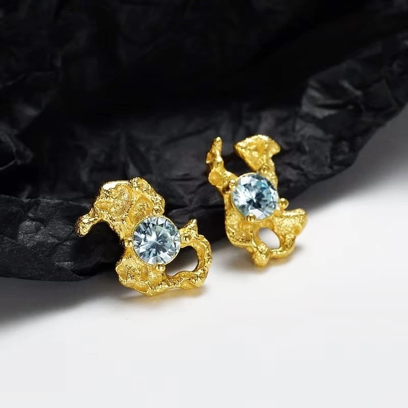 Sidabriniai auskarai Luxe Gold