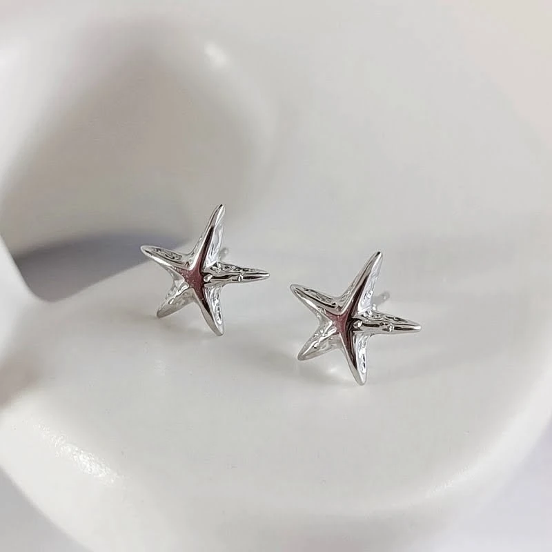 Sidabriniai auskarai Starfish