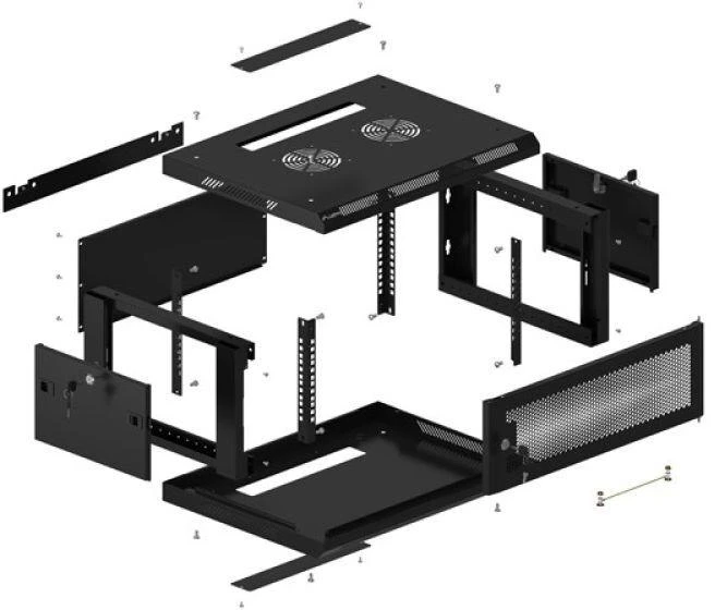 Lanberg pakabinama spintelė 19" 4U 600X450 juoda perforuotos durys