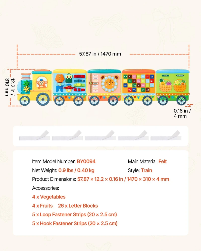 Sieninė veltinio veiklos lenta VEVOR BY0094, 14-in-1 traukinio formos