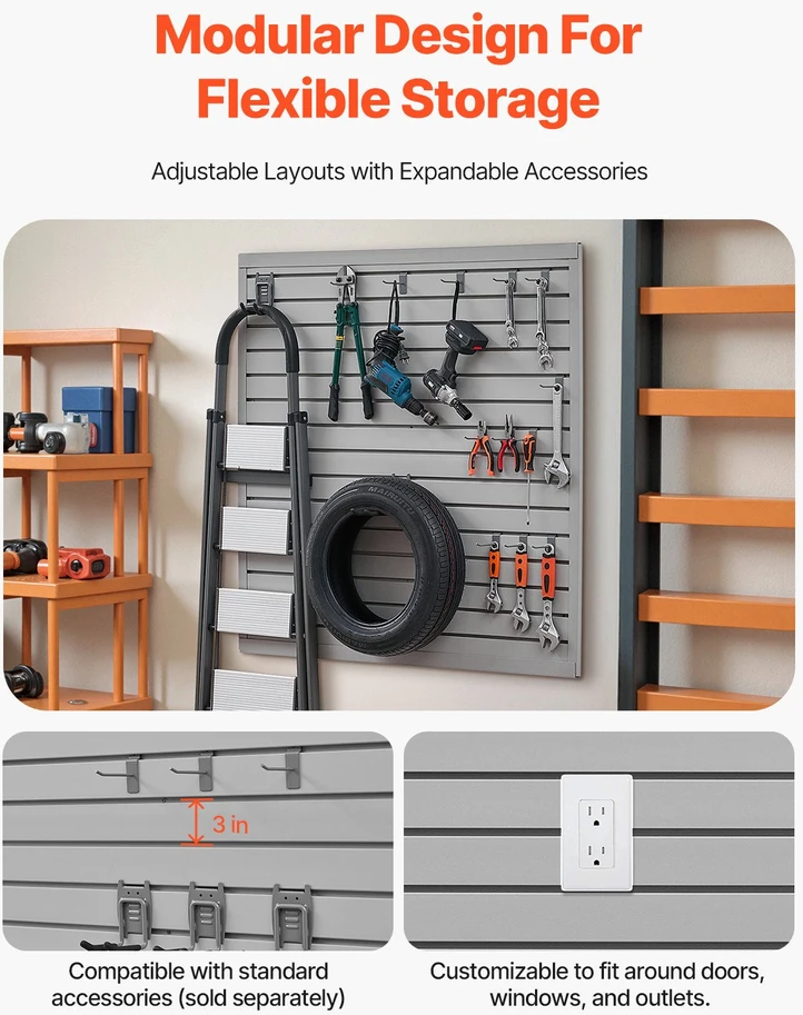 VEVOR Pilka PVC sienelė su moduliu dizainu