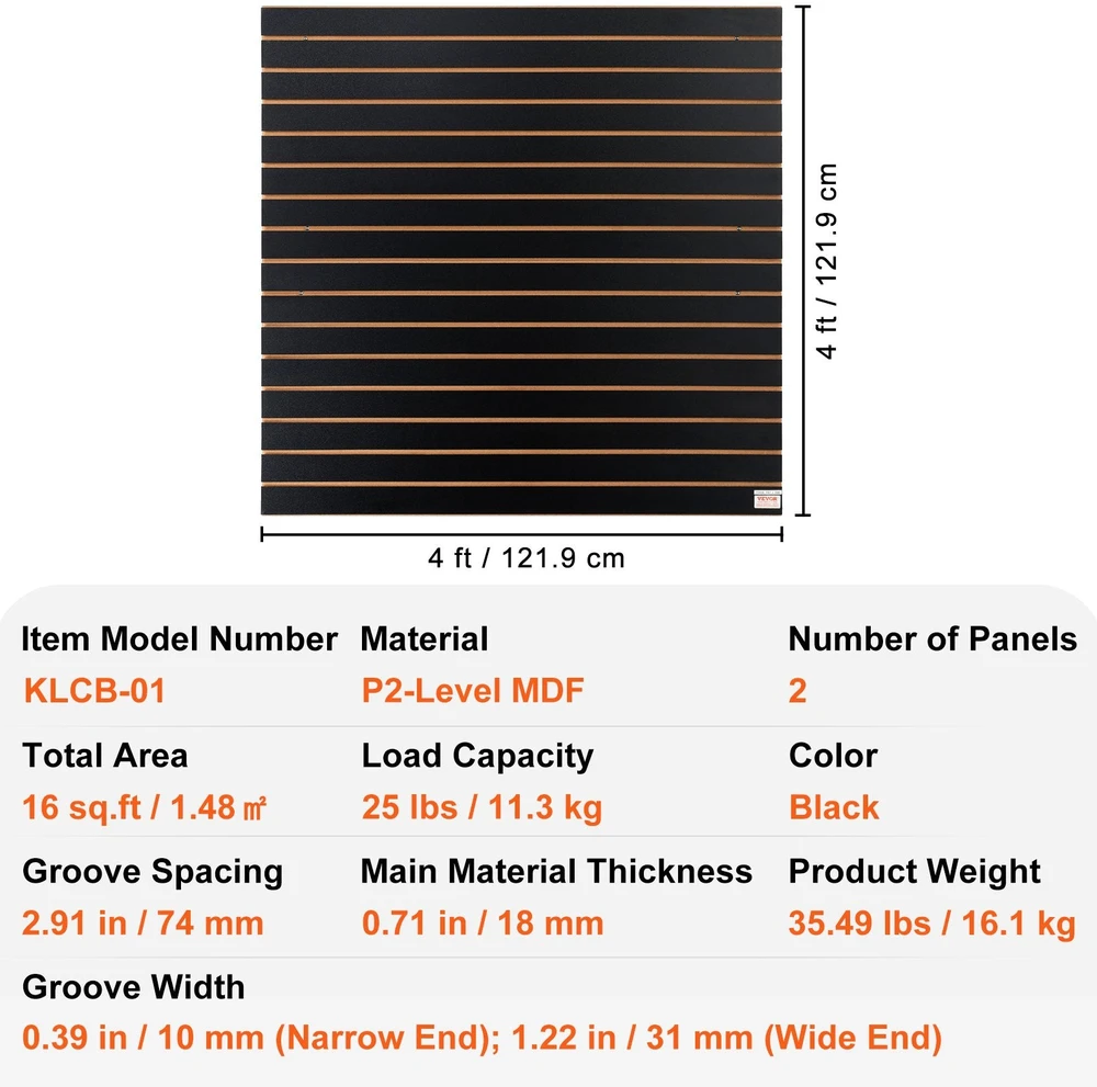 VEVOR juodos lentjuostės panelės garažui 122 x 61 cm