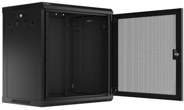 LANBERG sieninė spintelė 19 colių 12U 600x450 tinklelio durys juodas plokščias paketas