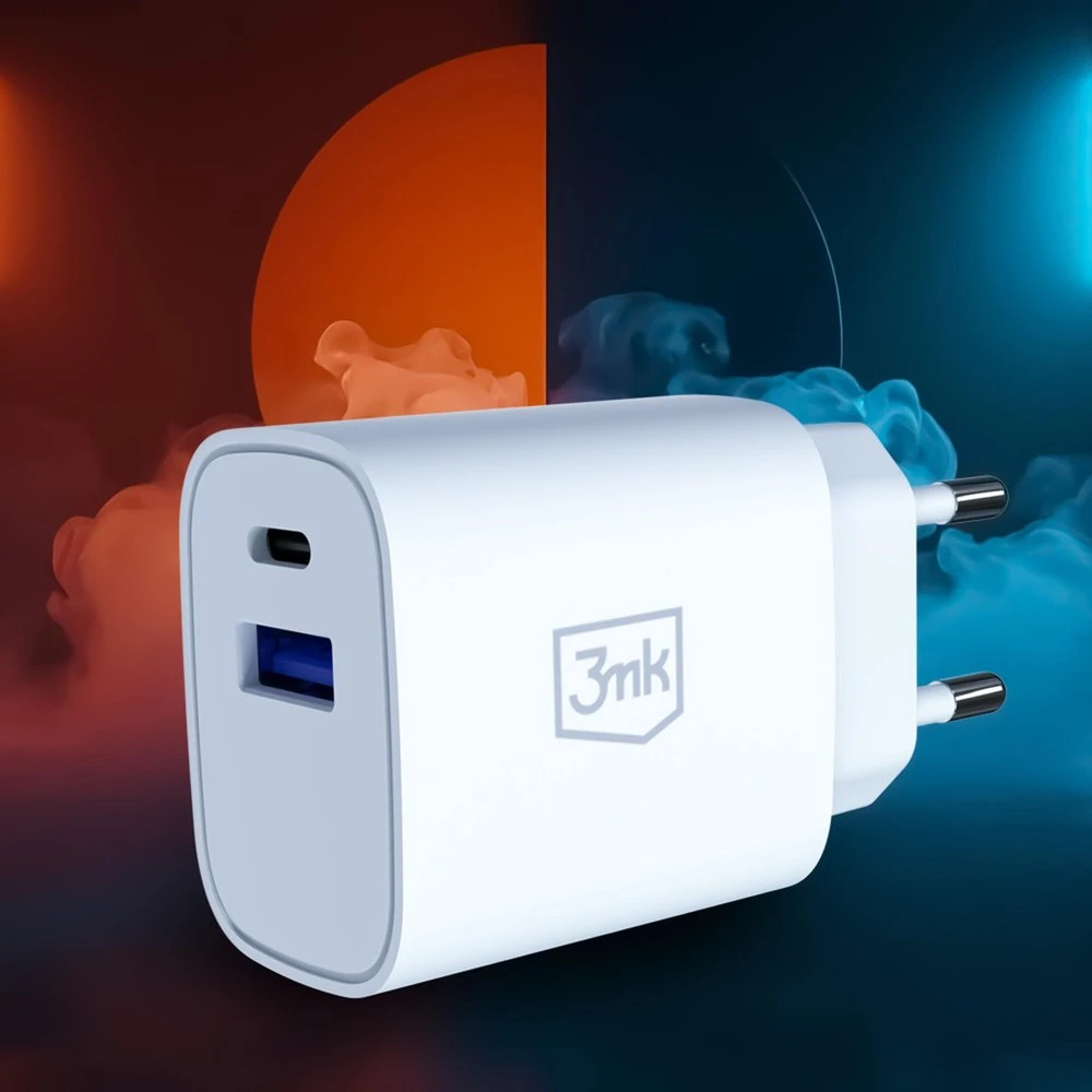 3Mk apsauga 3mk FlowPower 25W GaN PD PPS DCP QC4+ SuperVOOC AFC FCP SCP 1A1C Baltas