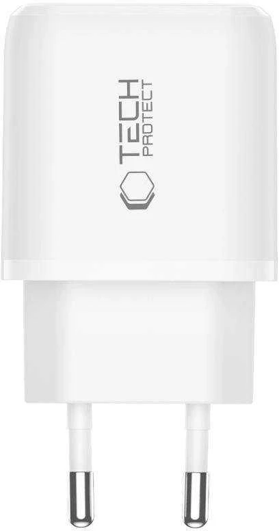 „Tech-Protect NCA30 PD 30W QC3.0 USB-A / USB-C“ sieninis įkroviklis - Baltas