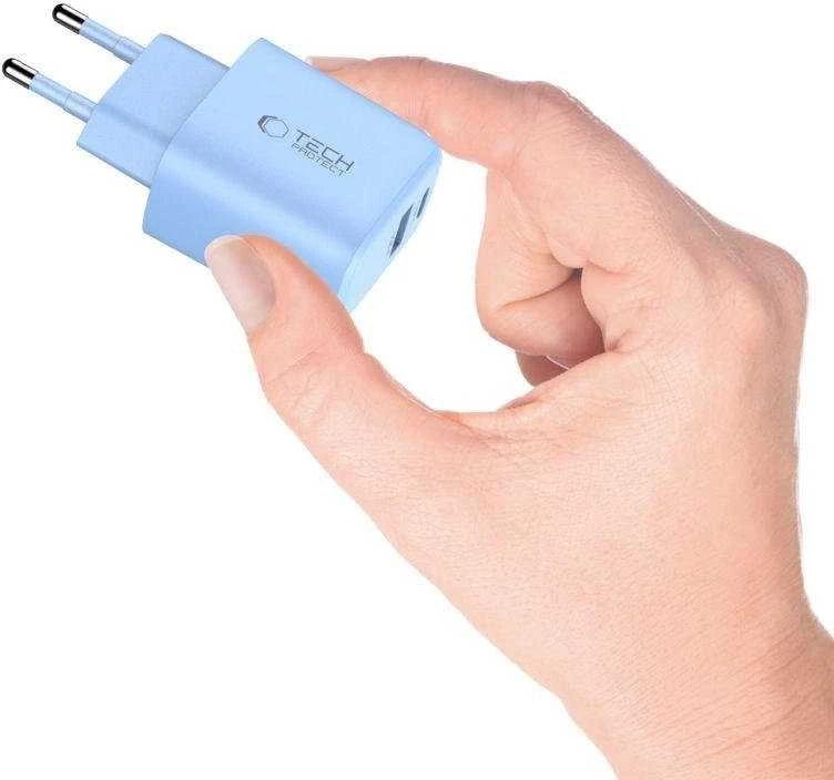 „Tech-Protect NCA30 PD 30W QC3.0 USB-A / USB-C“ sieninis įkroviklis - Mėlyna