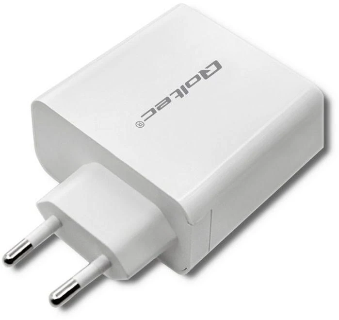 QOLTEC 51715 Įkroviklis 63W 5-20V 1.5-3A USB tipas C PD USB QC 3.0 Baltas