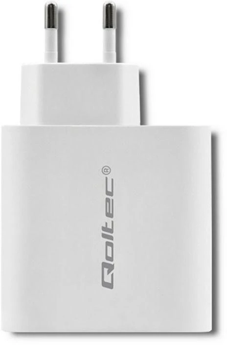 QOLTEC 51715 Įkroviklis 63W 5-20V 1.5-3A USB tipas C PD USB QC 3.0 Baltas