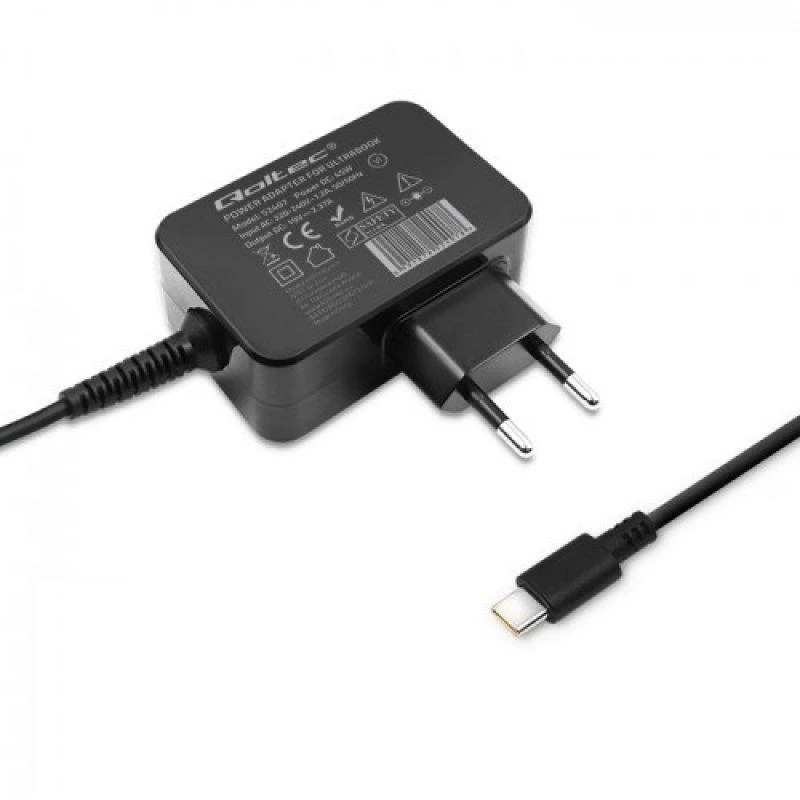 QOLTEC 51024 Charger 65W / 5-20V / 3-3.25A / USB type C / PD / Juodas