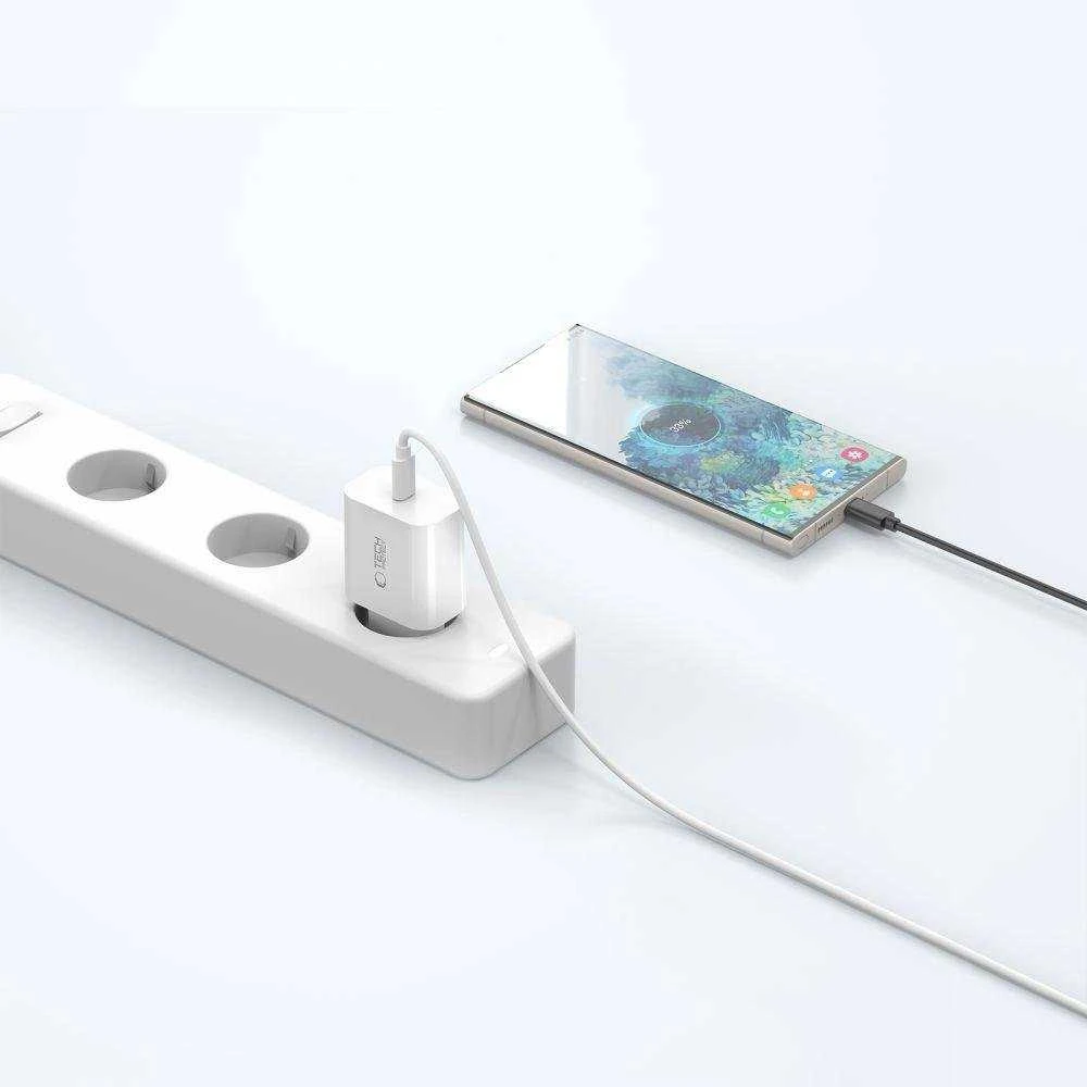 Tech-Protect NC20W sieninis įkroviklis USB-C prievadas - baltas