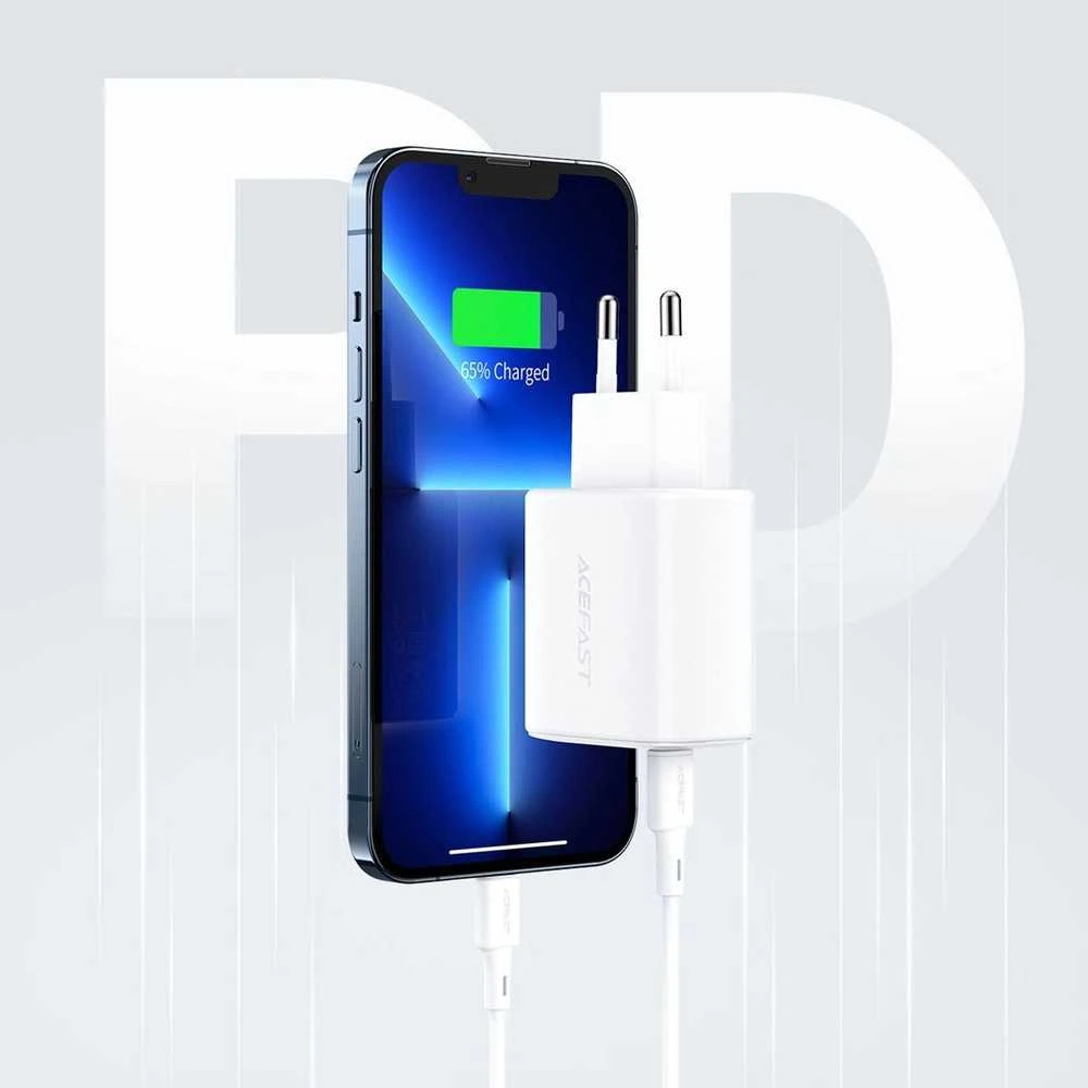 Įkroviklis buitinis Acefast A25 PD20W Type-C/USB-A baltas