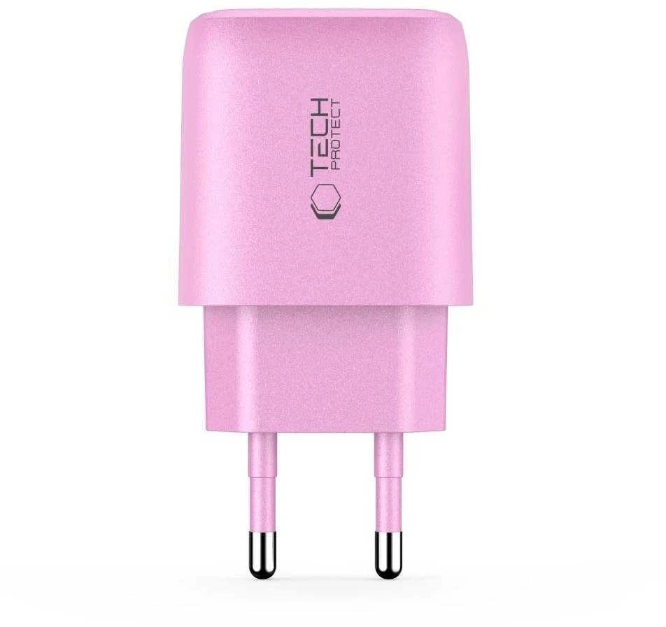 „Tech-Protect NCA30 PD 30W QC3.0 USB-A / USB-C“ sieninis įkroviklis - Rožinė