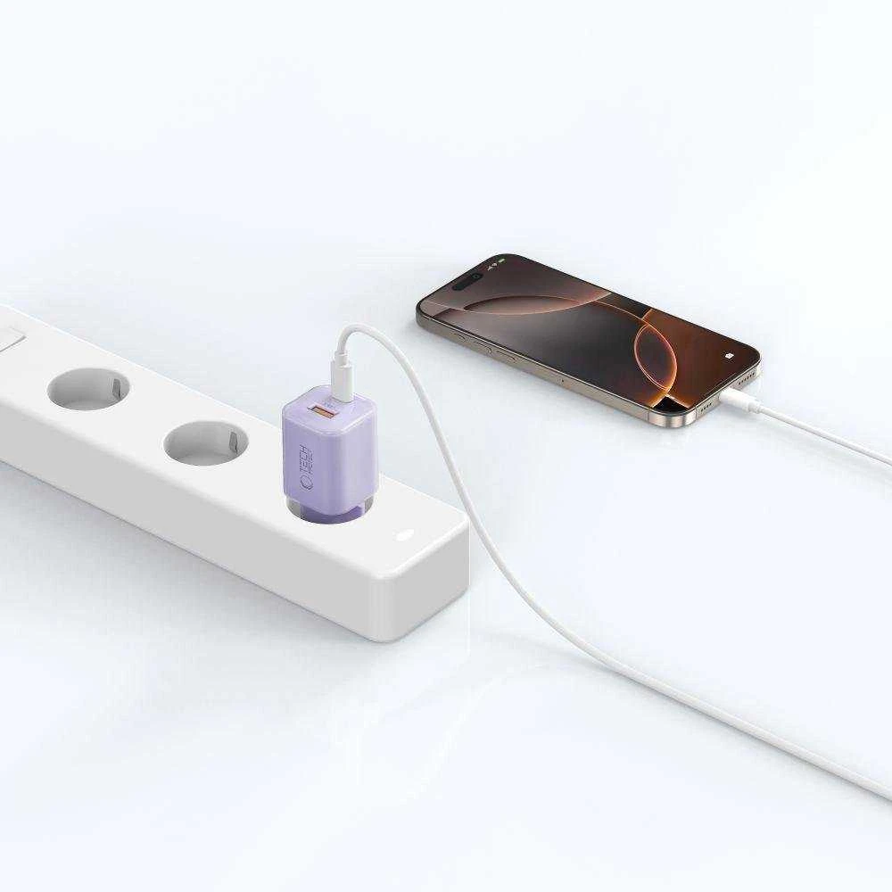 Tech-Protect NCM33 PD 33W QC3.0 USB-C / USB-C sieninis įkroviklis - Violetinė