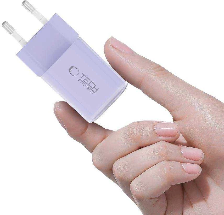 Tech-Protect NCM33 PD 33W QC3.0 USB-C / USB-C sieninis įkroviklis - Violetinė
