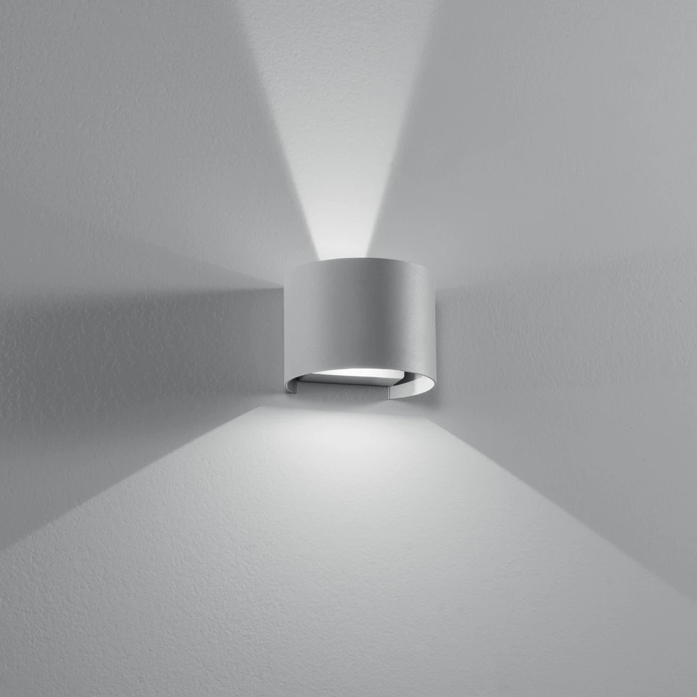 10W LED sieninis fasado šviestuvas DELTA, pilkas, CCT, IP54, šviečia į viršų ir į apačią