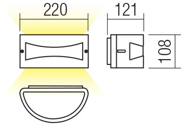 10W LED sieninis lauko šviestuvas ASTI LED, tamsiai rudas, 3000K, IP54