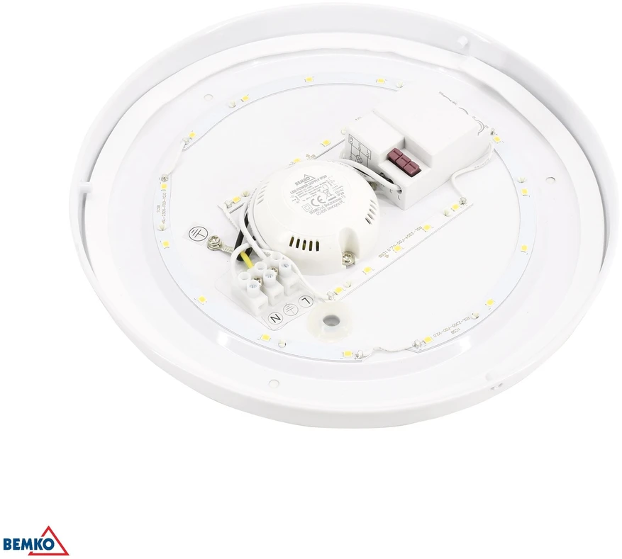 Bemko 12W LED plafonas su judesio davikliu PLATO, baltas, 3000K, IP44