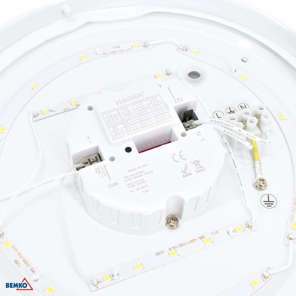 Lubinis šviestuvas Bemko 12W LED plafonas su judesio davikliu PLATO, baltas, 4000K, IP44, 120°