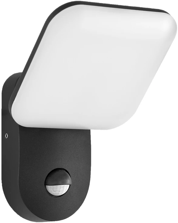 Pakabinamas šviestuvas 12W LED sieninis fasado šviestuvas NAMMI 4K D-SENSOR, juodas, 4000K, su judesio davikliu