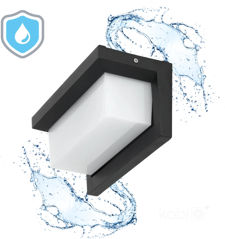Sieninis šviestuvas 12W LED sieninis lauko šviestuvas LENTERO, juodas, 4000K, su judesio davikliu, IP54