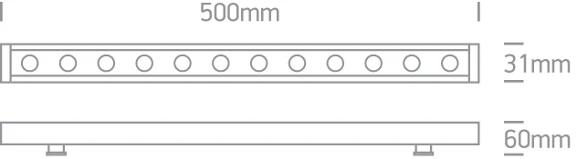 12x1W LED linijinis sienų šviestuvas, pilkas, 4000K, 7055A/C