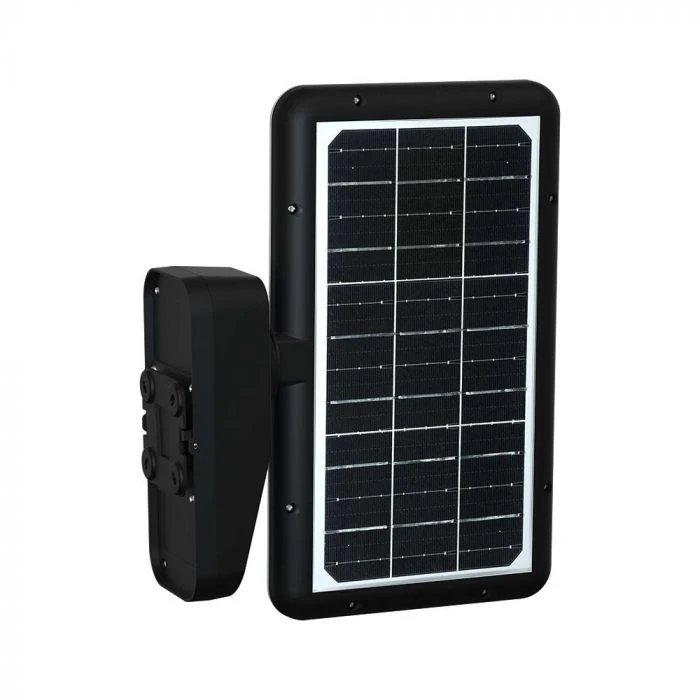 Sieninis šviestuvas V-tac 15W LED paviršinis šviestuvas su saulės baterija ir judesio davikliu, juodas, 4000/6000K