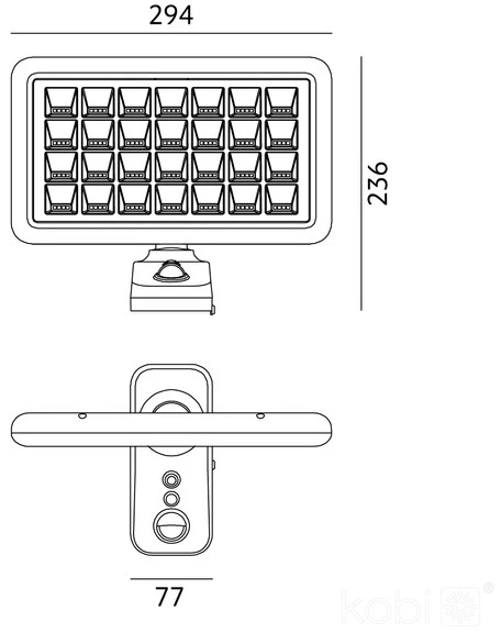 15W LED sieninis lauko šviestuvas su saulės baterija ir judesio davikliu PHOENIX G2, juodas, 3000/4000K, IP65