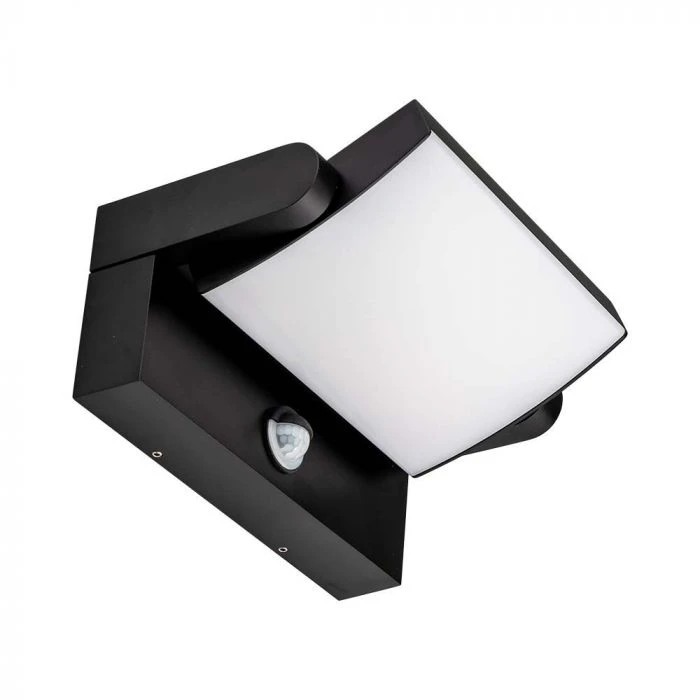 Sieninis šviestuvas V-tac 17W LED sieninis lauko šviestuvas, juodas, 3000K, IP65, su judesio davikliu