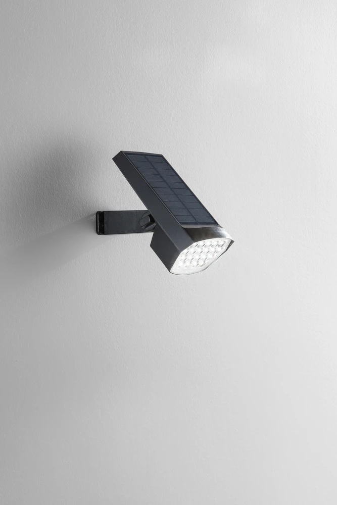 1,8W LED fasado šviestuvas su saulės baterija IRIS, juodas, CCT, IP54