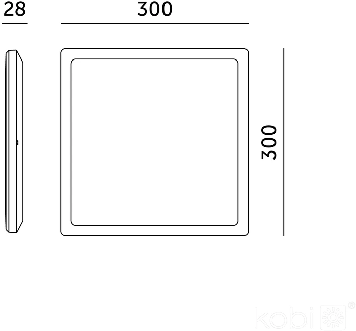 18W LED lubinis šviestuvas NIVERA SQUARE, juodas, 3000/4000/6000K, IP54