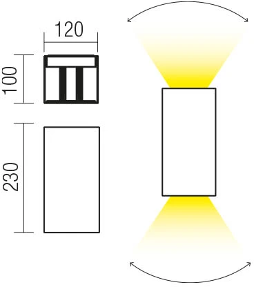 2 x 10W LED sieninis lauko šviestuvas VARY, baltas, 4000K, IP54, 90567